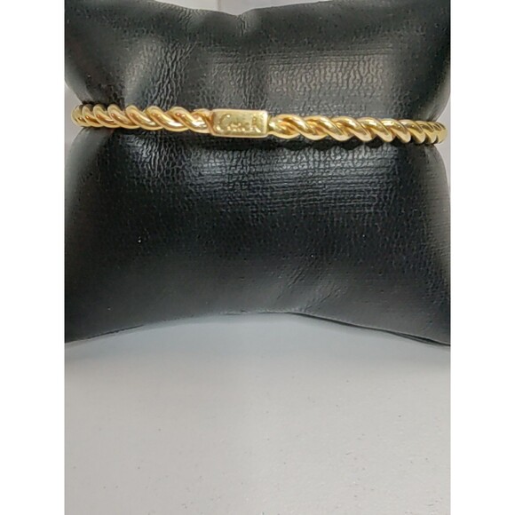 COACH Bangle Bracelet Twisted Cord Gold Tone 7.5" jewelry - Picture 1 of 4